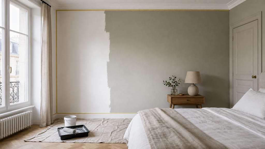 Chambre ou pièce claire avec murs blancs et lumière naturelle