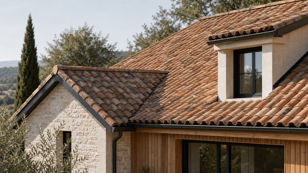 Pente minimum toiture tuile Maison contemporaine en bois avec toiture inclinée