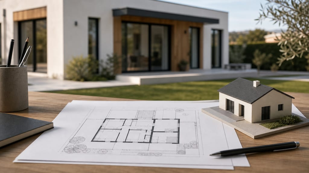 Surface habitable et emprise au sol Maison avec volume principal, annexe et emprise visible au sol